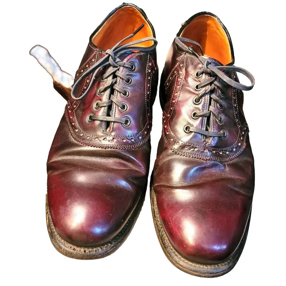 Vintage 60s Oxblood Leather Dress Shoes Unisex Mens 6.5 D Womens 8.5 Oxford